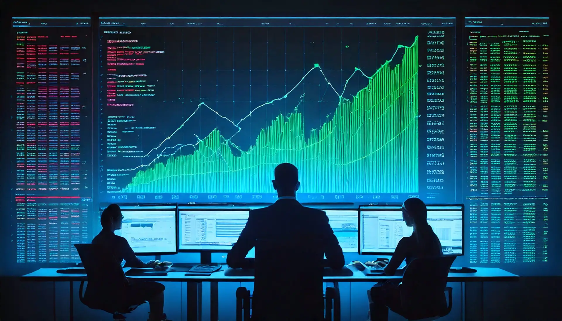Chart showing growth and user silhouettes tracking AI Overviews with GA4